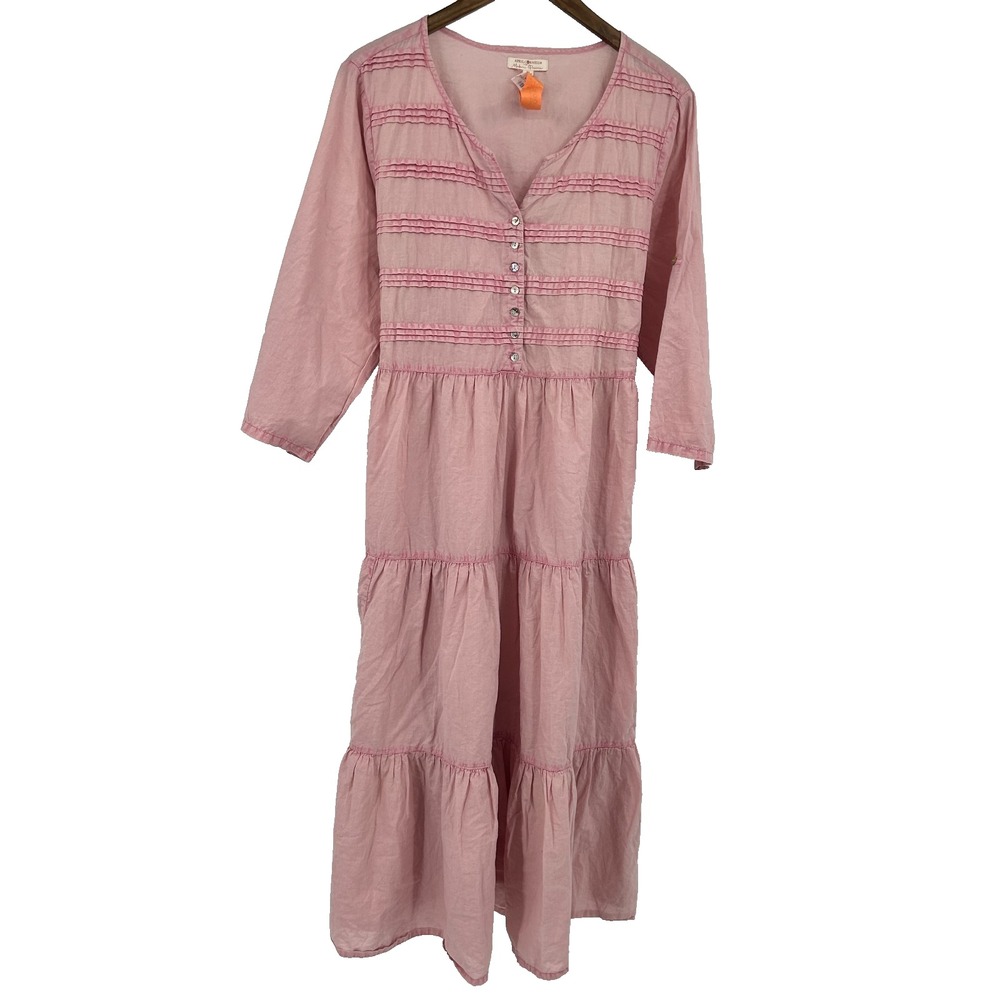April Cornell Modern Prairie Midi Dress Sz XXL Country Cottage Peasant Tie Back